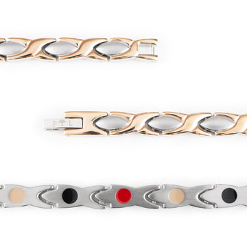 Drops - Negative Ion Bracelet, Polished Rose Gold and Stainless Steel